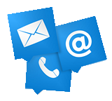Icône illustrant un courrier, une adresse mail et un téléphone